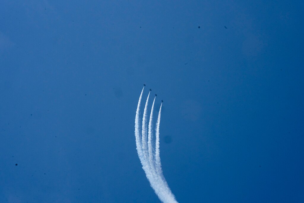 The Blue Angels complete their annual fly over Annapolis during the Naval Academy's commencement week on May 22, 2024.