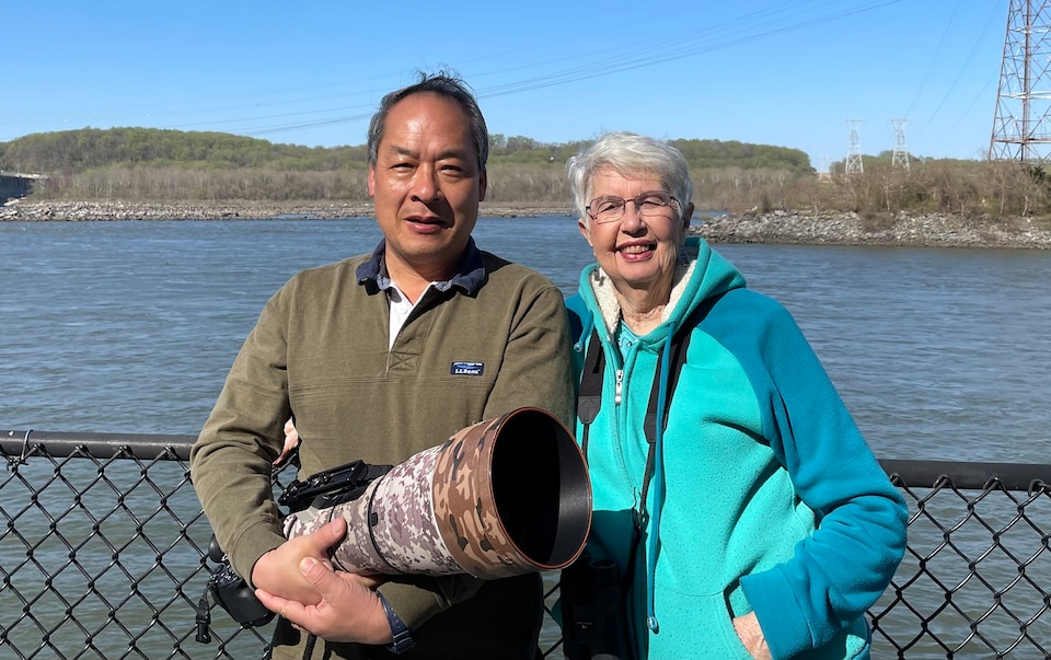 Ella Jankowiak and Douglas Liu at Conowingo Dam to see the eagles.