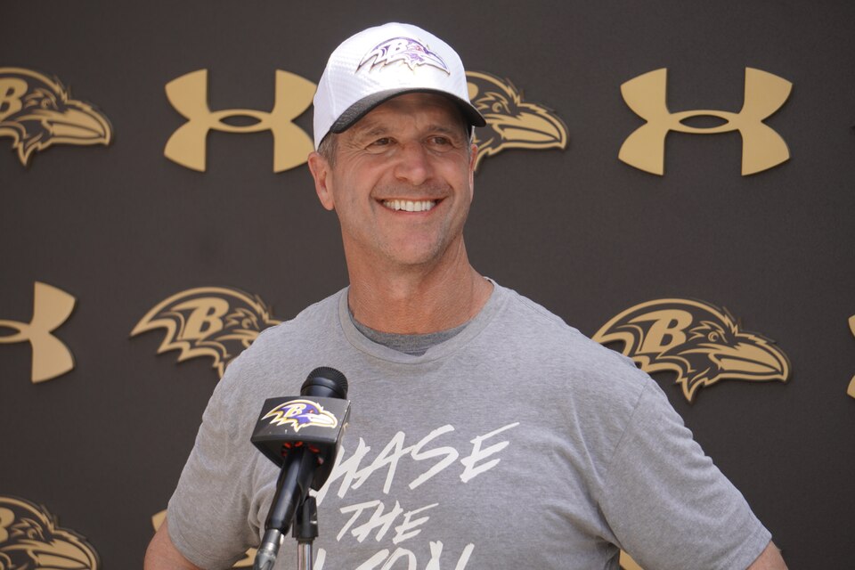 John Harbaugh speaks with the media after Ravens Organized Team Activities (May 22, 2024).
