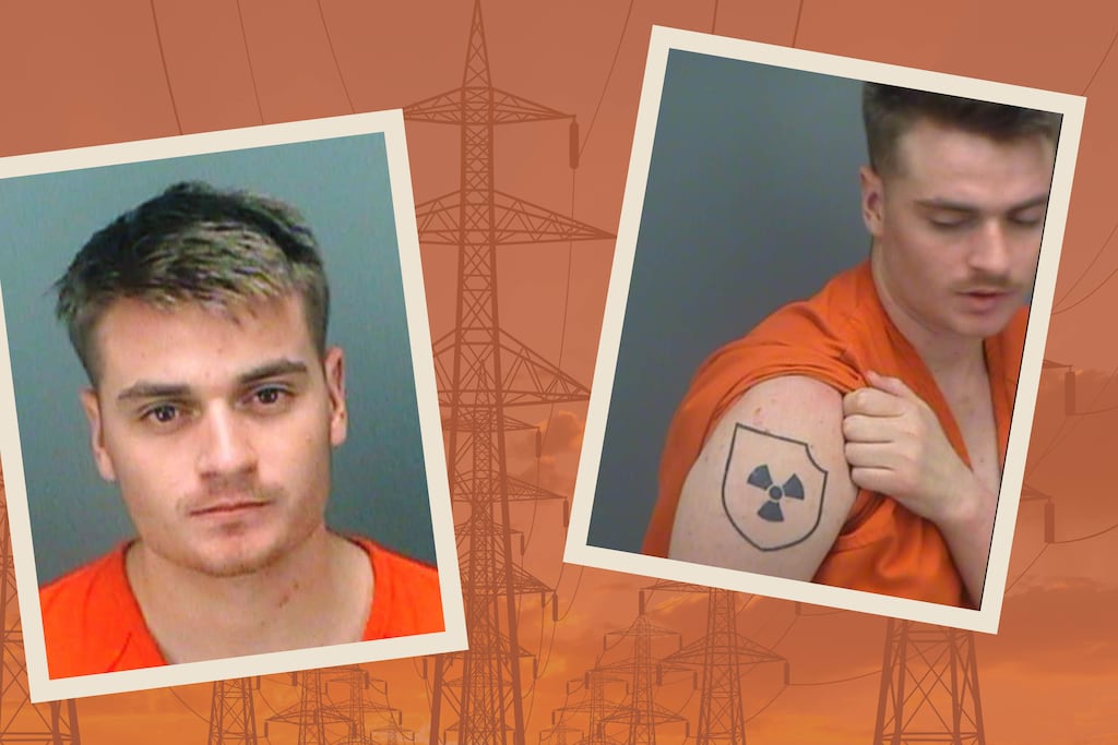 Brandon Russell. A Maryland woman conspired with the Florida neo-Nazi leader to carry out an attack on several electrical substations in the Baltimore area, officials said Monday, Feb. 6, 2023.