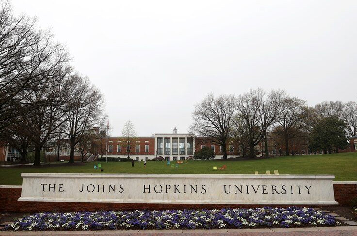 A general view of The Johns Hopkins University on March 28, 2020 in Baltimore, Maryland.