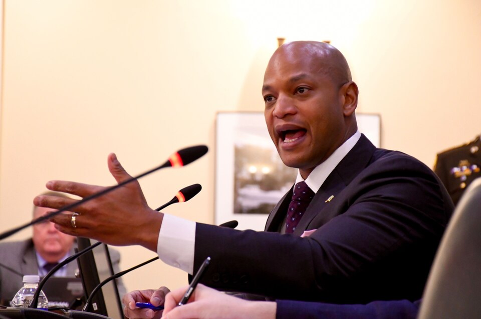 Maryland Gov. Wes Moore testifies before the House of Delegates Environment and Transportation Committee on three bills he has proposed to address housing issues on Tuesday, Feb. 20, 2024.