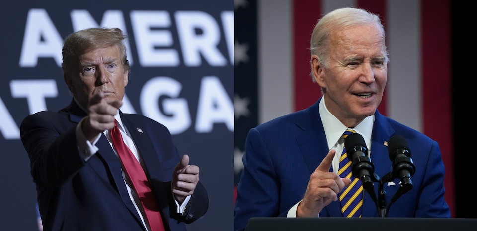 Former President Donald Trump and President Joe Biden. Original photos by Getty Images and Ulysses Muñoz.